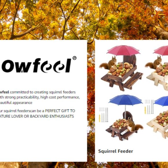 Squirrel & Chipmunk Miniature Wooden Picnic Table - Feeder w/ Removable Umbrella - Picture 10 of 10